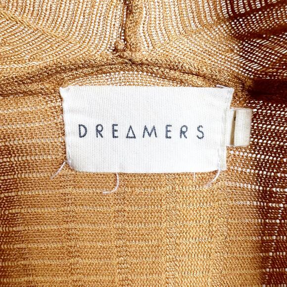 DREAMERS Waterfall Cardigan Sweater Open Front Ribbed-Knit Mustard Yellow Size L - Picture 7 of 10
